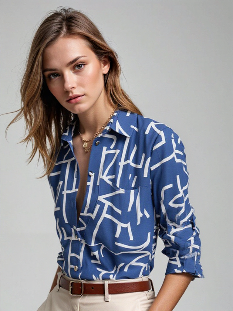 SMART – Blusa de mujer con cuello cruzado disponible en varios colores y estampados