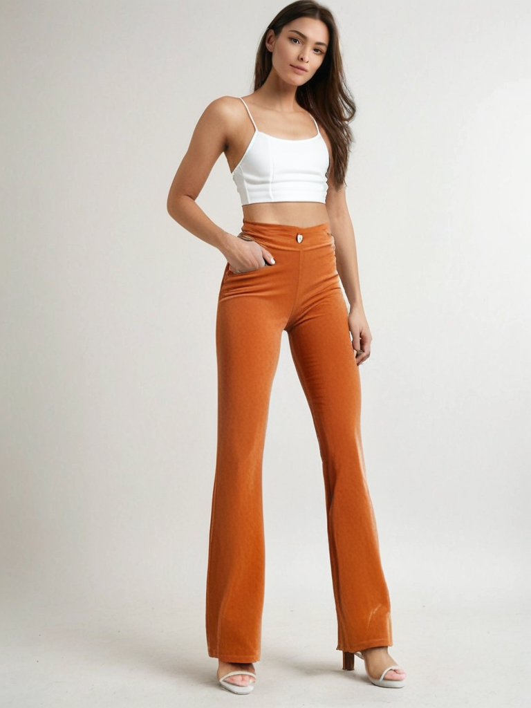 Armonía – Pantalón acampanado de pana ecológica de talle alto para mujer
