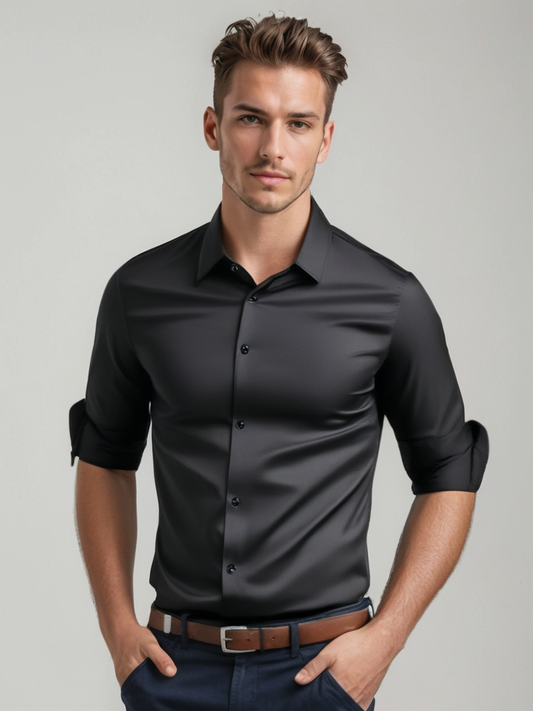 Montaigne – Camisa de vestir para hombre sin arrugas y sin plancha