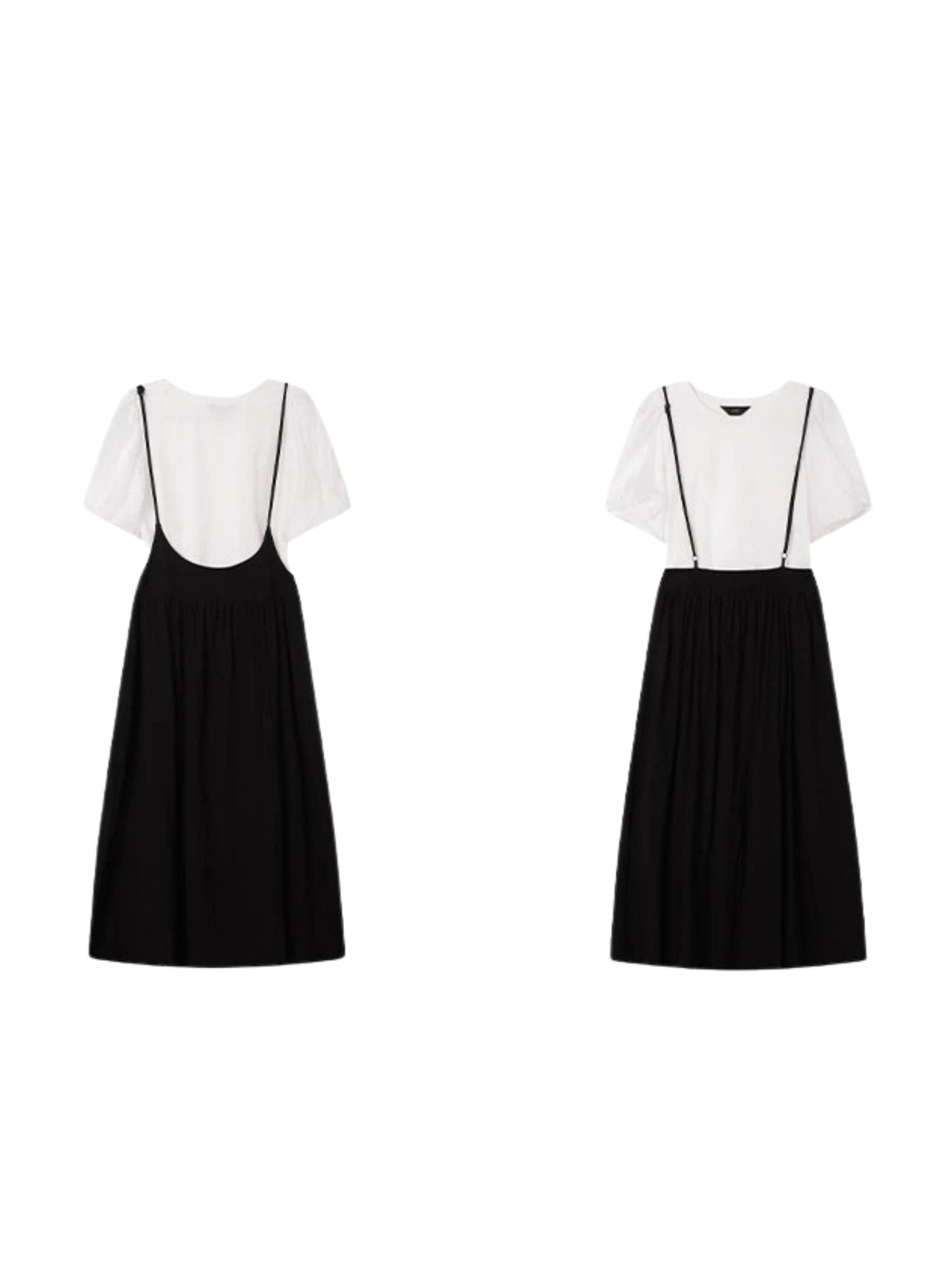 Conjunto de top con mangas abullonadas y falda midi – LIDIA