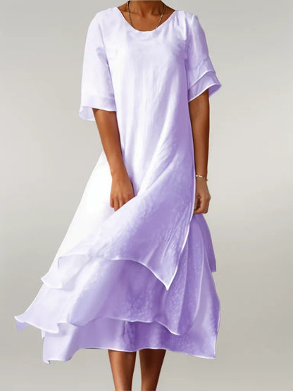 Vestido largo elegante de algodón con escote en V – ELOVIA