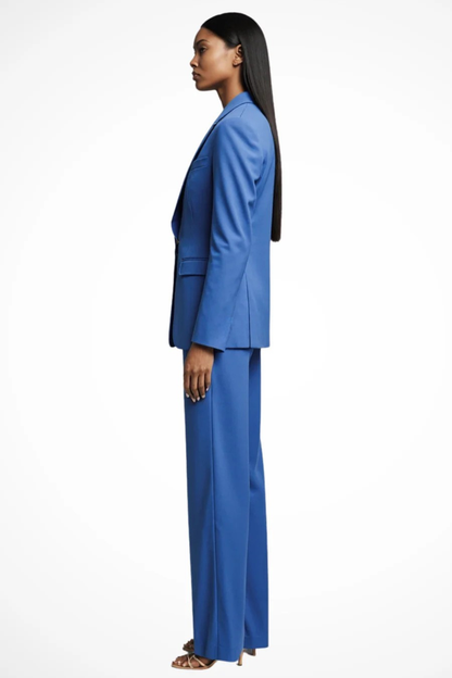Liora – Conjunto de blazer entallado y pantalones de pierna ancha para mujer