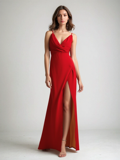 ZIENA – Vestido de fiesta elegante con abertura alta y diseño cómodo