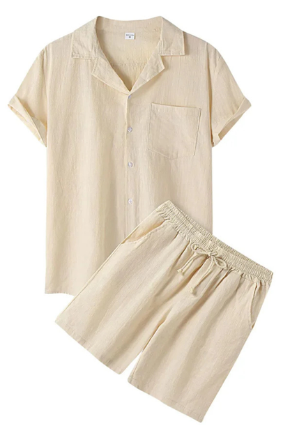 Horizon – Conjunto de verano dos piezas de algodón y lino para hombre