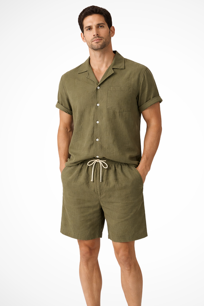 Horizon – Conjunto de verano dos piezas de algodón y lino para hombre