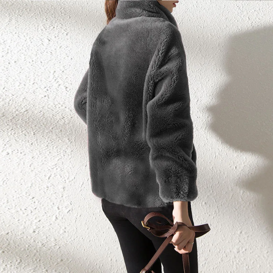 Sienna - Abrigo trench de ante para mujer, estilo oversized con solapas anchas