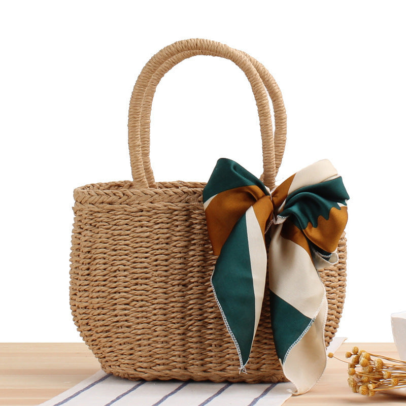 Bolso de paja tejido a mano con diseño veraniego – VEALIA