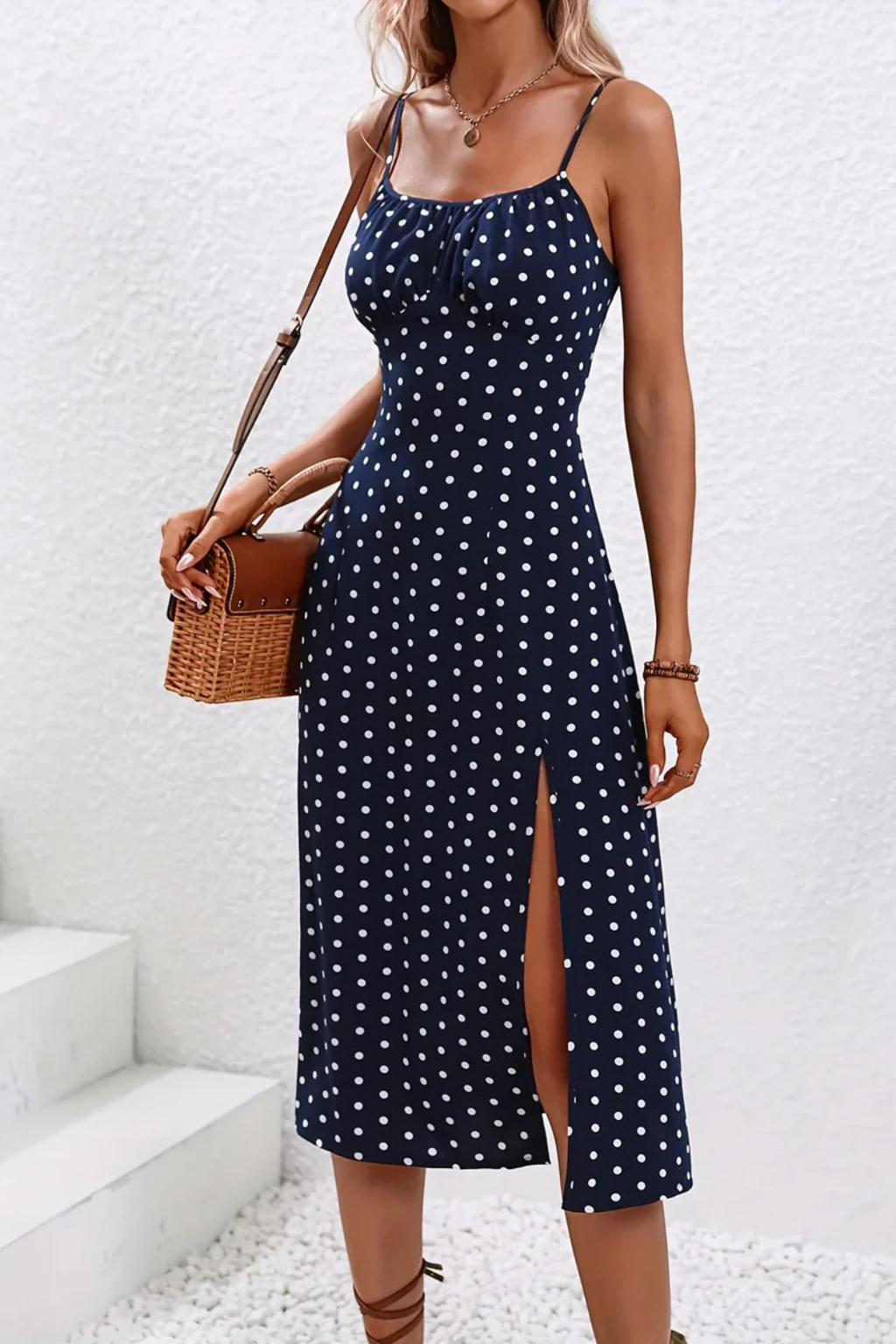 Charlotte – Vestido midi bohemio floral sin mangas para mujer