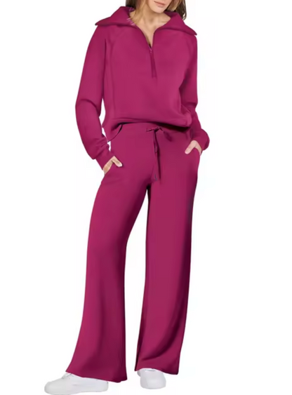LEA - Conjunto de sudadera con cuello y pantalón para mujer