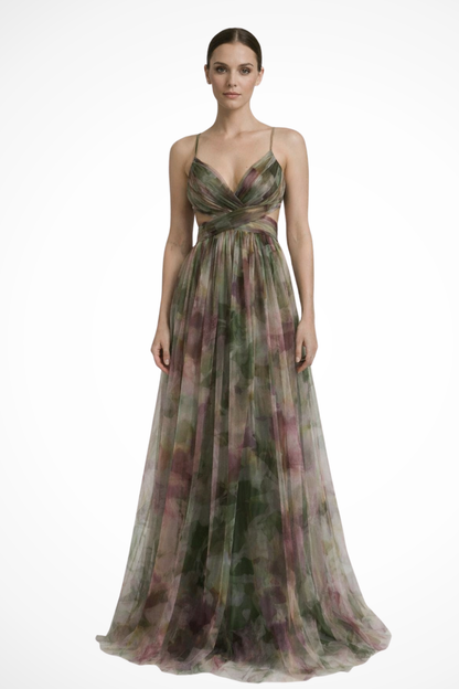 Elara – Vestido maxi floral de invitada