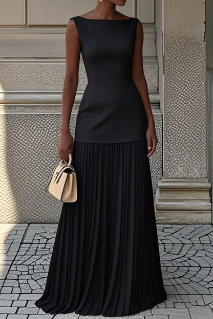 Eline – Vestido maxi elegante plisado para mujer