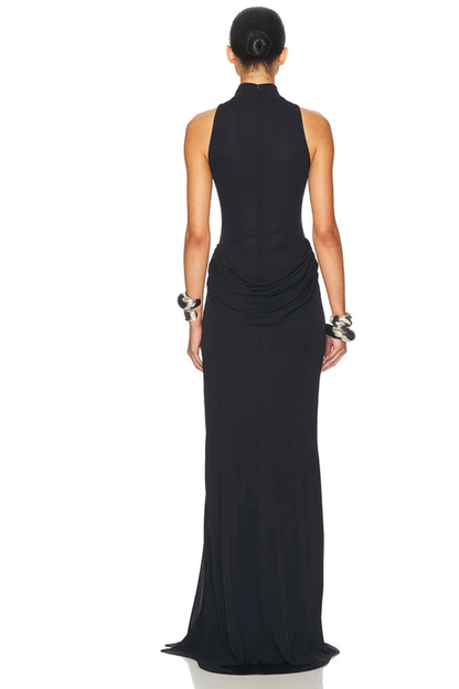 Aria – Vestido maxi de verano sin mangas con cuello alto y abertura lateral para mujer