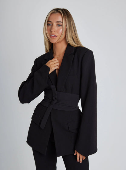 Blazer entallada con cinturón para mujer – CLAIRE