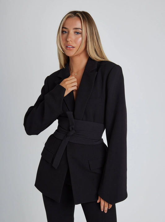 Blazer entallada con cinturón para mujer – CLAIRE