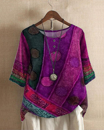 MYLA – Blusa de mujer con estampado bohemio de inspiración retro