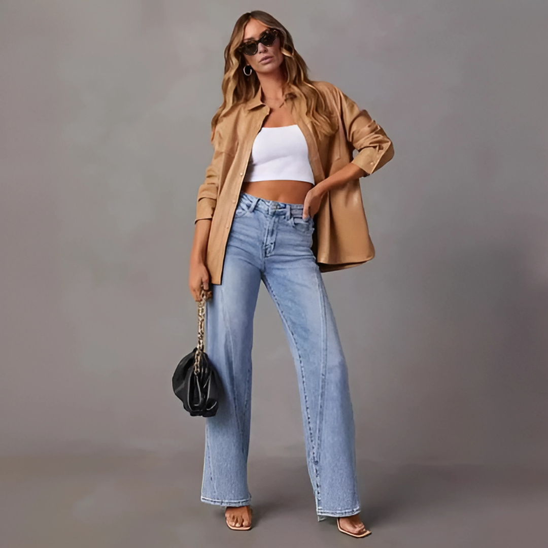 Jeans de mujer de talle alto y pernera ancha – AMARA
