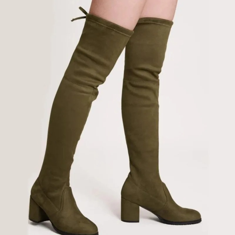 FAYE - Botas de caña alta con tacón bloque para mujer