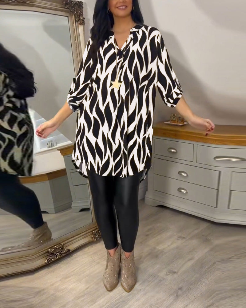 Blusa túnica elegante con estampado gráfico para mujer – VÉRANIA