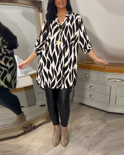 Blusa túnica elegante con estampado gráfico para mujer – VÉRANIA