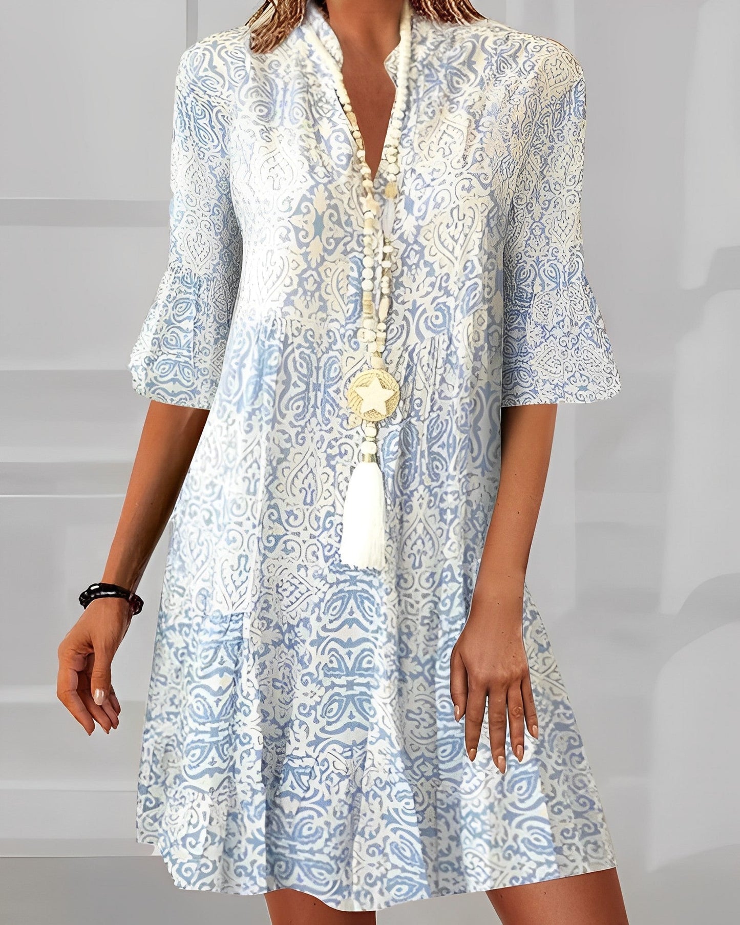 Celeste – Vestido de verano con escote en V para mujer