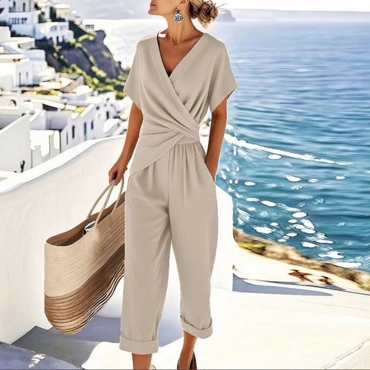 Amélie – Conjunto elegante de dos piezas con camisa y pantalón ancho para mujer