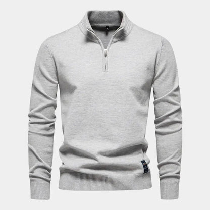 ENZO - Jersey de punto para hombre con media cremallera y cuello alto
