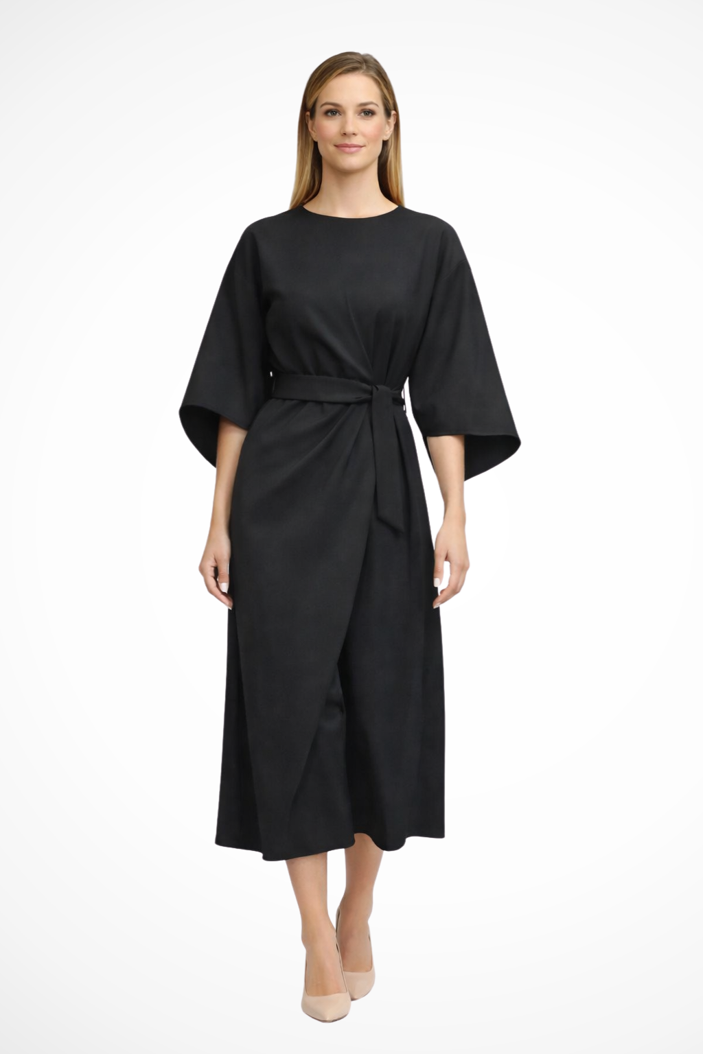 Elina – Vestido midi formal con detalle de botones y abertura lateral para mujer