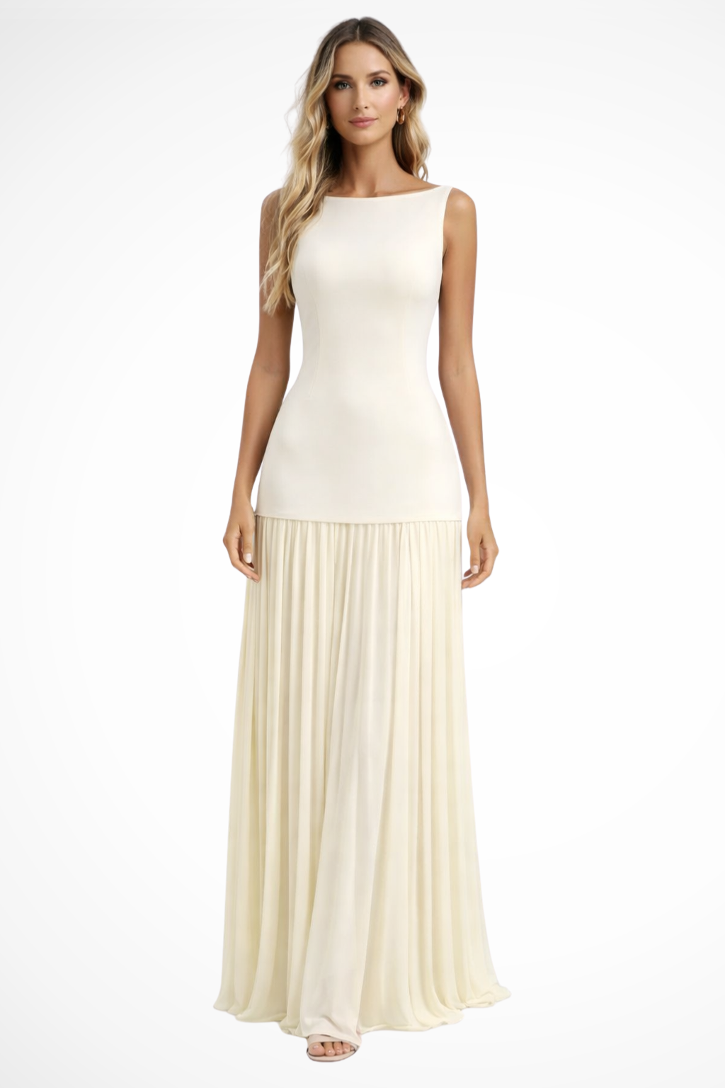 Eline – Vestido maxi elegante plisado para mujer