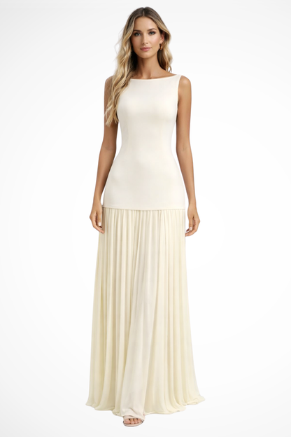Eline – Vestido maxi elegante plisado para mujer