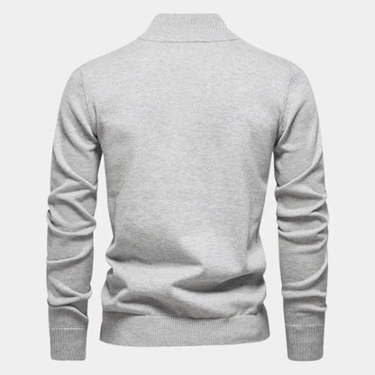 ENZO - Jersey de punto para hombre con media cremallera y cuello alto