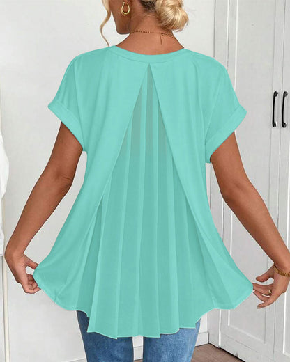 Top de Dama con Escote en V y Mangas Dobles para un Estilo Casual – MALVINA