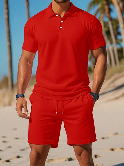 EADRIC – Conjunto de verano para hombre con polo y pantalón corto a juego