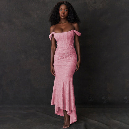 ARIELLE – Vestido sirena de encaje elegante con opciones sin tirantes y hombros descubiertos