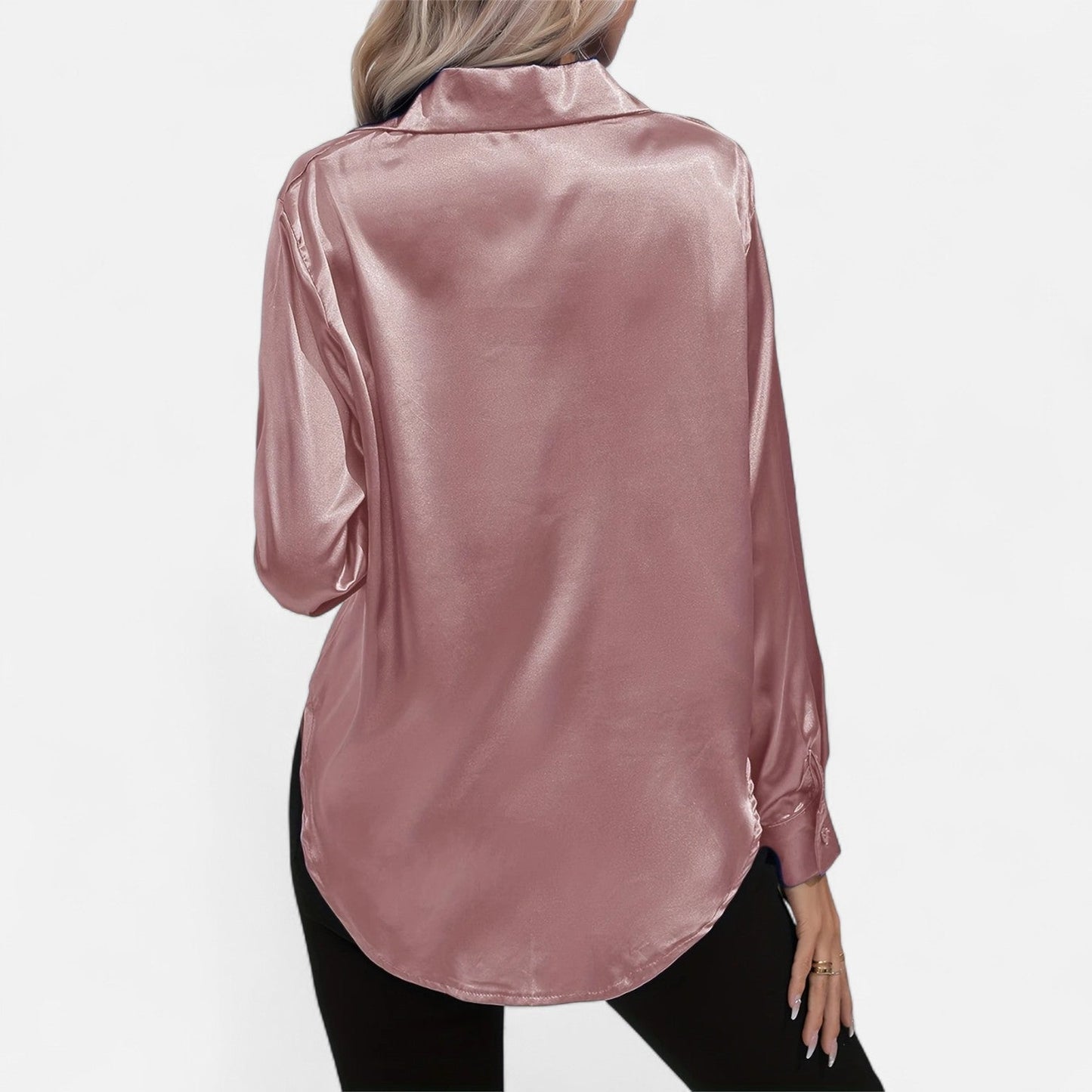 Dorevelle – Camisa satén para mujer con cuello clásico