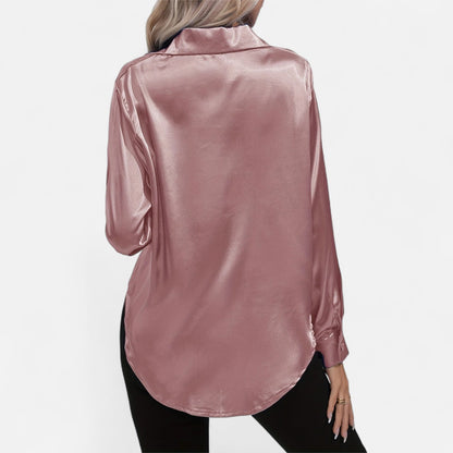 Dorevelle – Camisa satén para mujer con cuello clásico