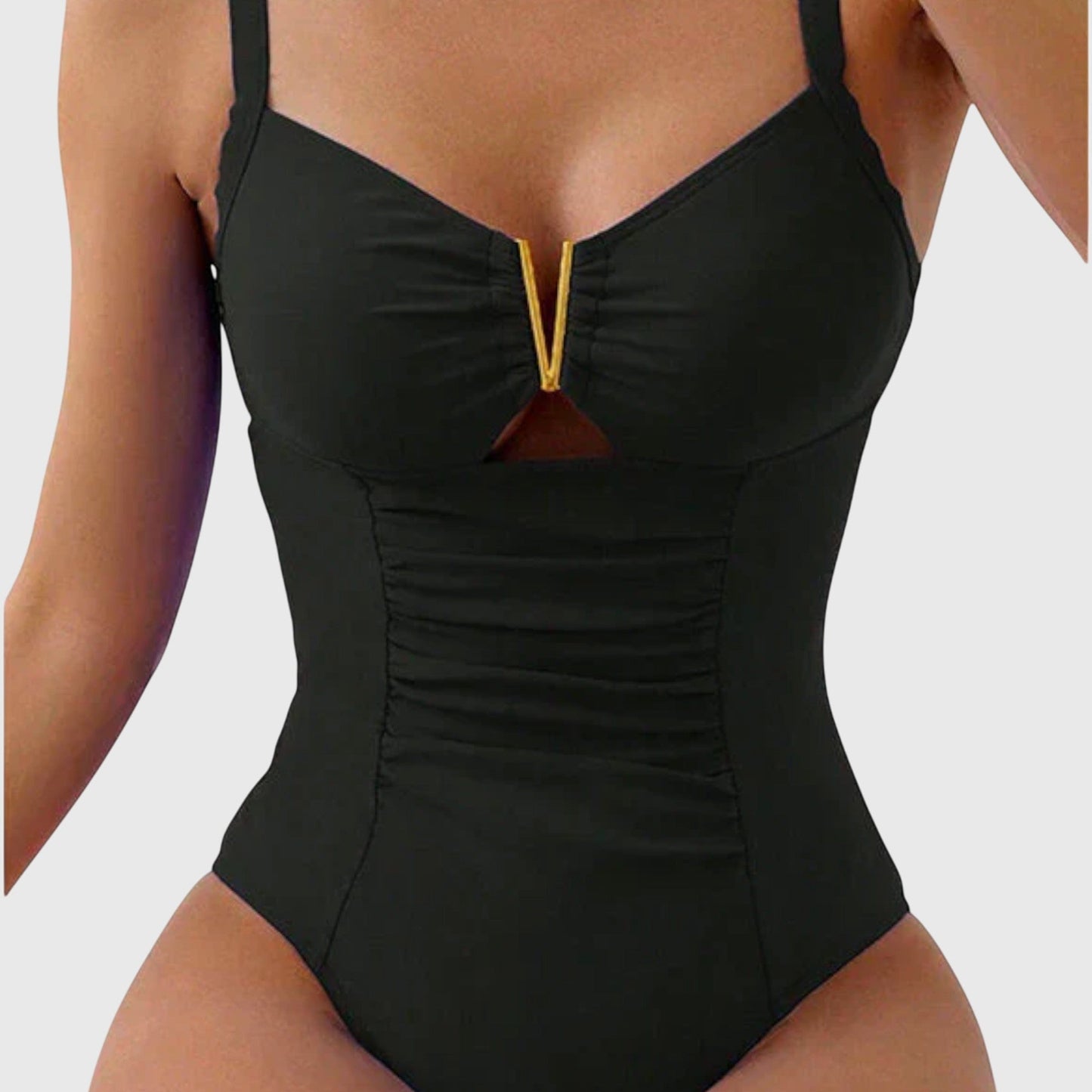 Sophia – Tankini de dos piezas con escote en V y color liso para mujer