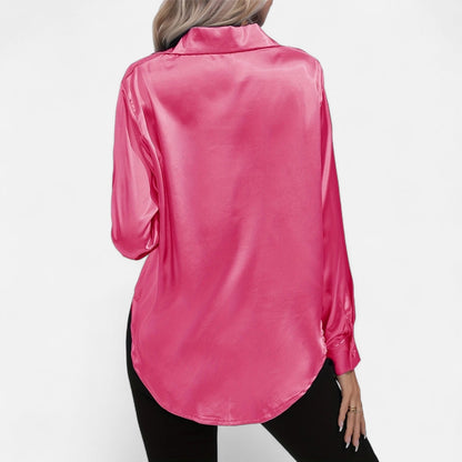 Dorevelle – Camisa satén para mujer con cuello clásico