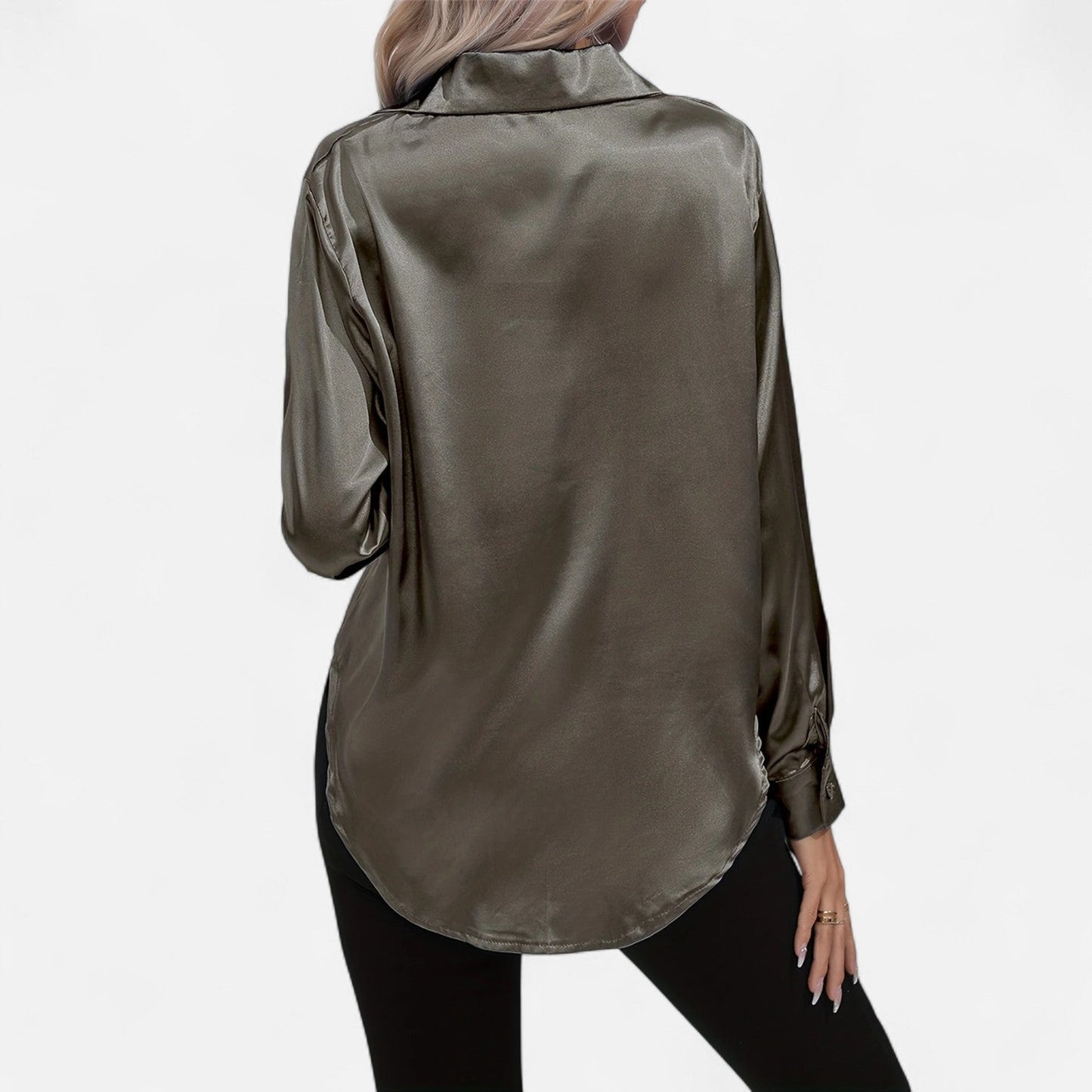Dorevelle – Camisa satén para mujer con cuello clásico