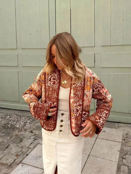 MIRTHE – Chaqueta vintage de cuadros de material suave para mujer