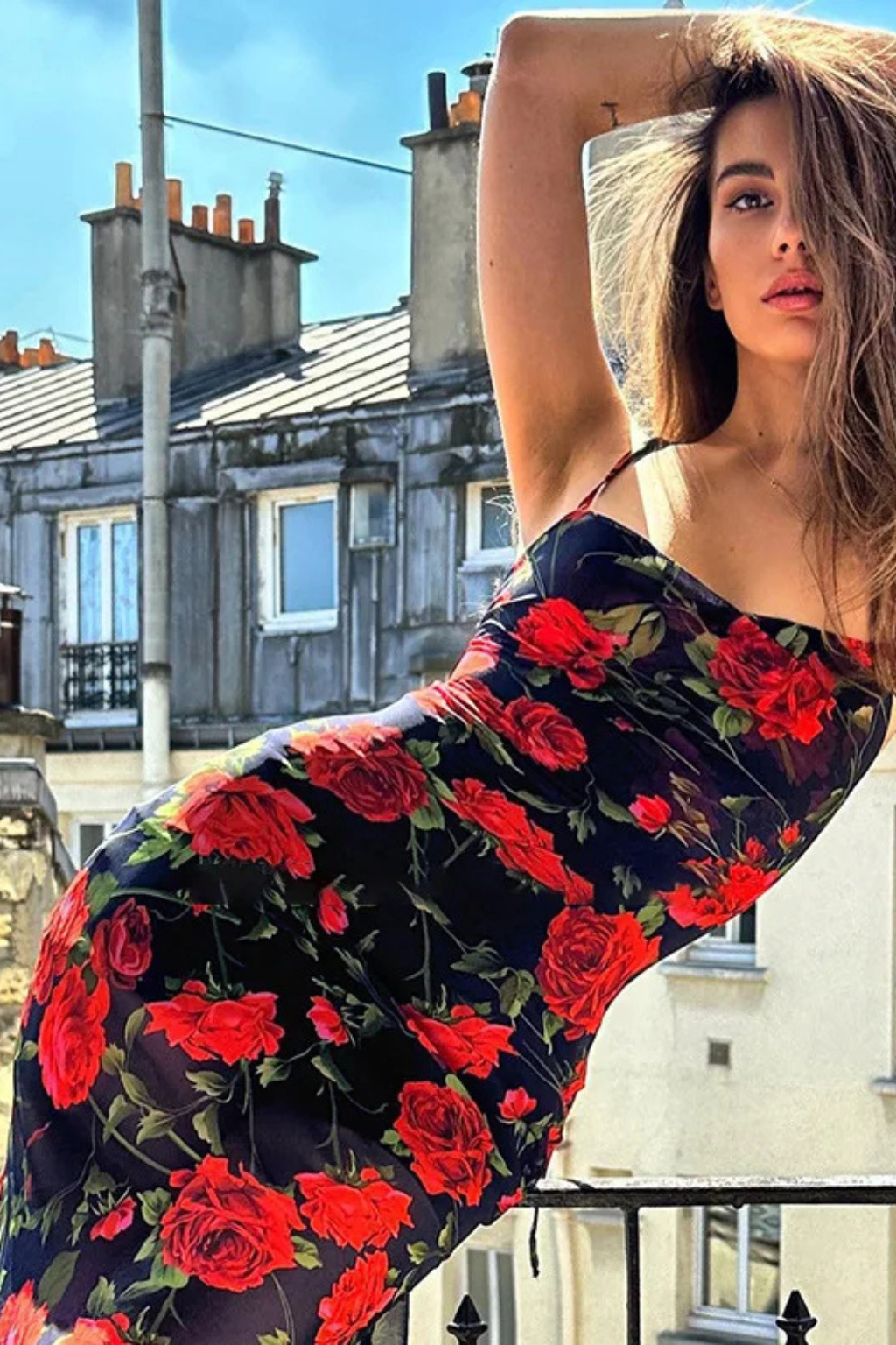 SOLÈNE – Vestido maxi floral con tirantes finos para mujer