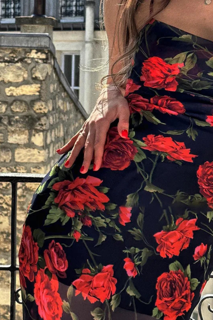 SOLÈNE – Vestido maxi floral con tirantes finos para mujer