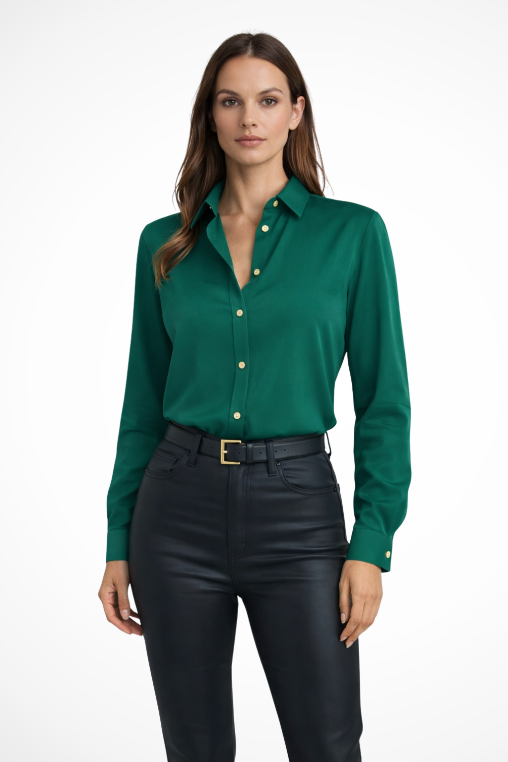 Solenne – Blusa de manga larga con escote en V y corte relajado para mujer