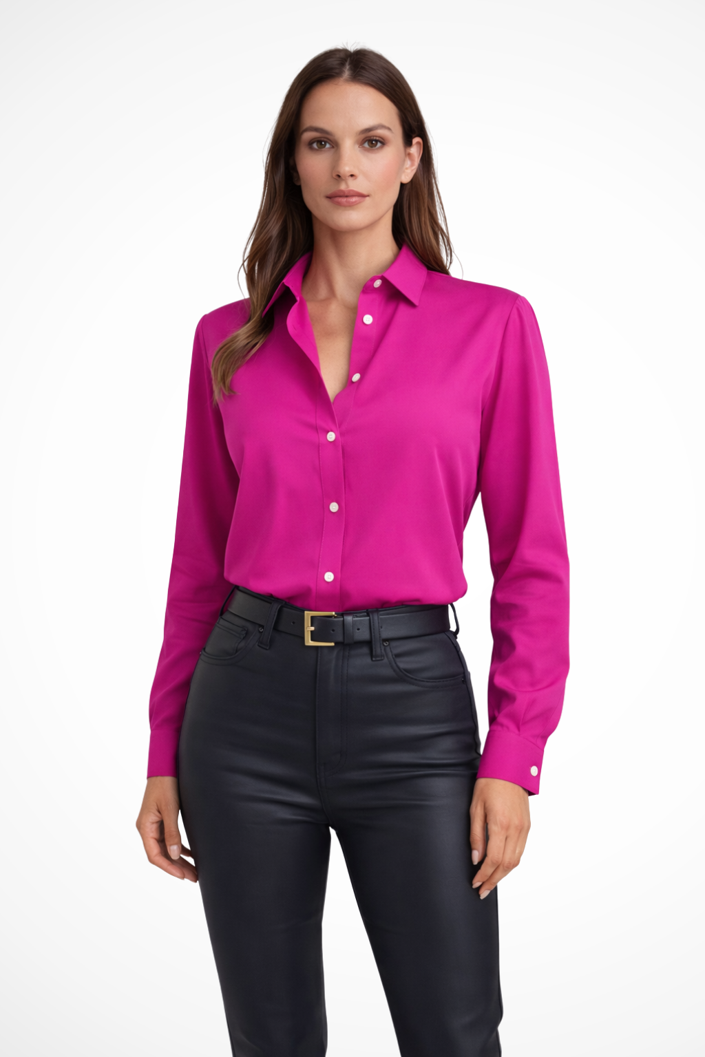 Solenne – Blusa de manga larga con escote en V y corte relajado para mujer