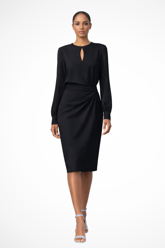 Caliora – Vestido midi formal de manga larga para mujer