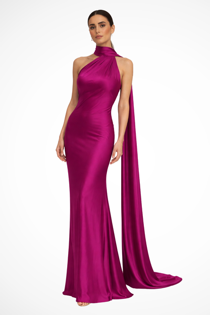 Aurelia – Vestido maxi elegante halter sin mangas para mujer