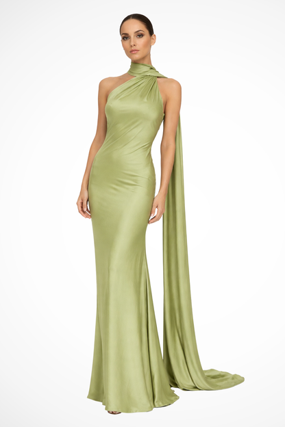 Aurelia – Vestido maxi elegante halter sin mangas para mujer