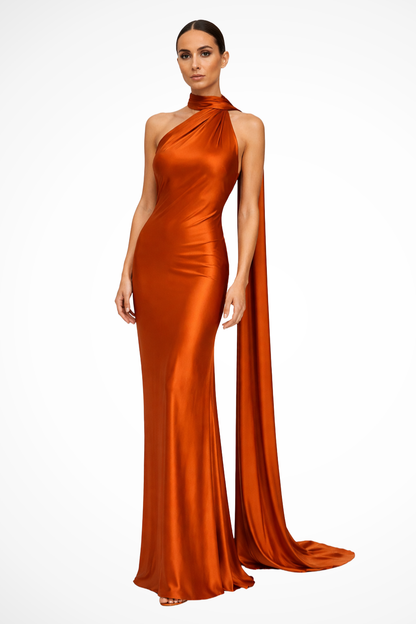 Aurelia – Vestido maxi elegante halter sin mangas para mujer