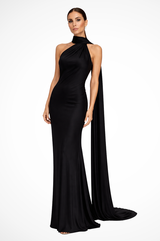 Aurelia – Vestido maxi elegante halter sin mangas para mujer