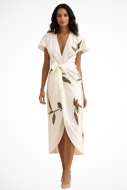 ALTHEA – Vestido midi elegante estilo cruzado para mujer