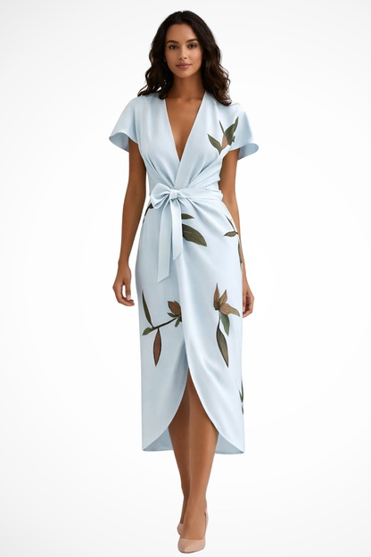 ALTHEA – Vestido midi elegante estilo cruzado para mujer